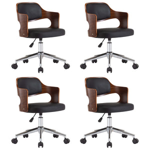 vidaXL Dining Chairs 4 pcs. Swivel Bentwood and Faux Leather