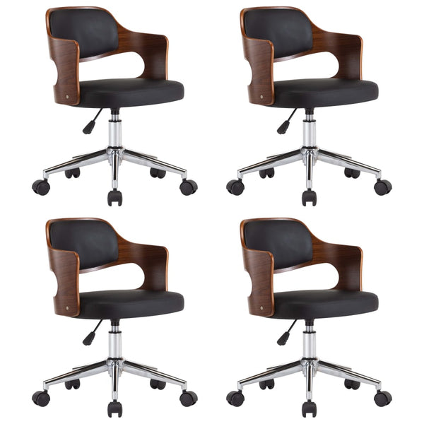 vidaXL Dining Chairs 4 pcs. Swivel Bentwood and Faux Leather