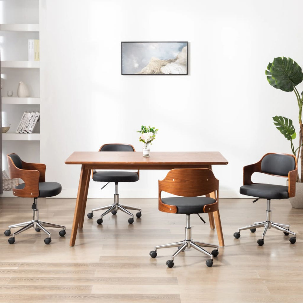 vidaXL Dining Chairs 4 pcs. Swivel Bentwood and Faux Leather