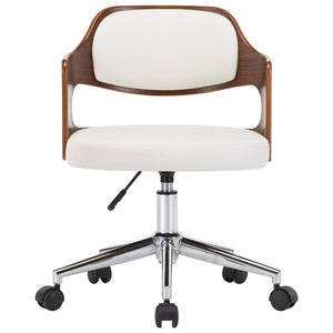 vidaXL Swivel Dining Chairs 6 pcs White Bentwood and Faux Leather