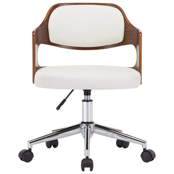 vidaXL Swivel Dining Chairs 6 pcs White Bentwood and Faux Leather