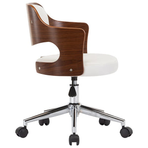 vidaXL Swivel Dining Chairs 6 pcs White Bentwood and Faux Leather