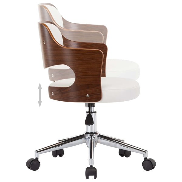 vidaXL Swivel Dining Chairs 6 pcs White Bentwood and Faux Leather