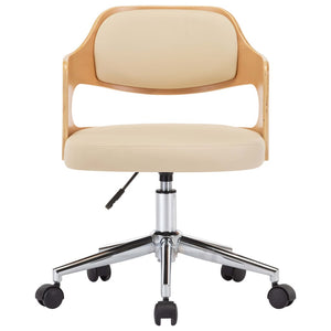 vidaXL Dining Chairs 2 pcs. Swivel Cream Bentwood and Faux Leather