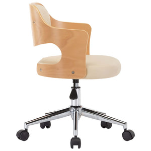 vidaXL Dining Chairs 2 pcs. Swivel Cream Bentwood and Faux Leather