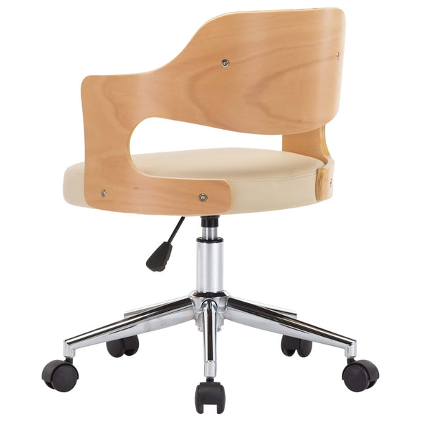 vidaXL Dining Chairs 2 pcs. Swivel Cream Bentwood and Faux Leather