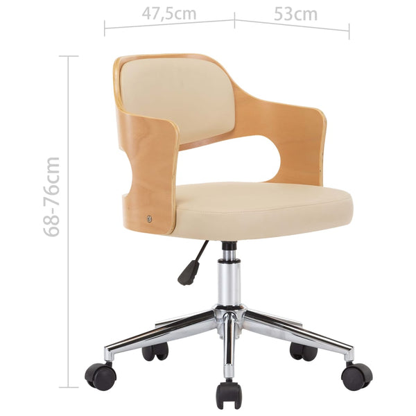 vidaXL Dining Chairs 2 pcs. Swivel Cream Bentwood and Faux Leather