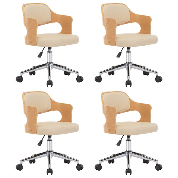 vidaXL Swivel Dining Chairs 4 pcs Cream Bentwood and Faux Leather