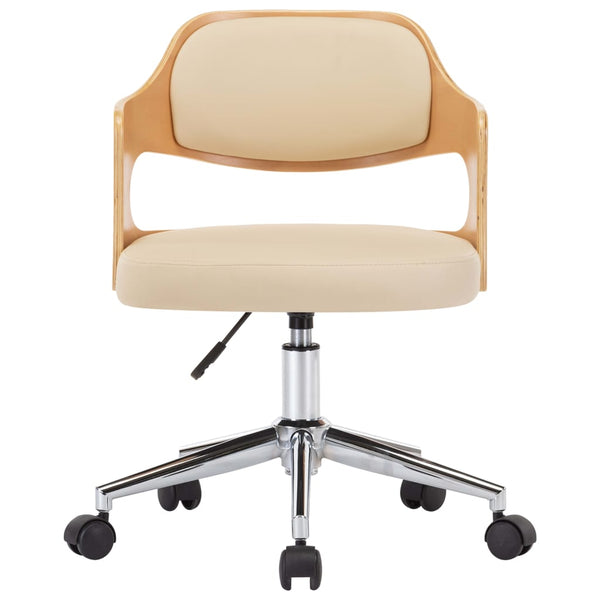 vidaXL Swivel Dining Chairs 4 pcs Cream Bentwood and Faux Leather