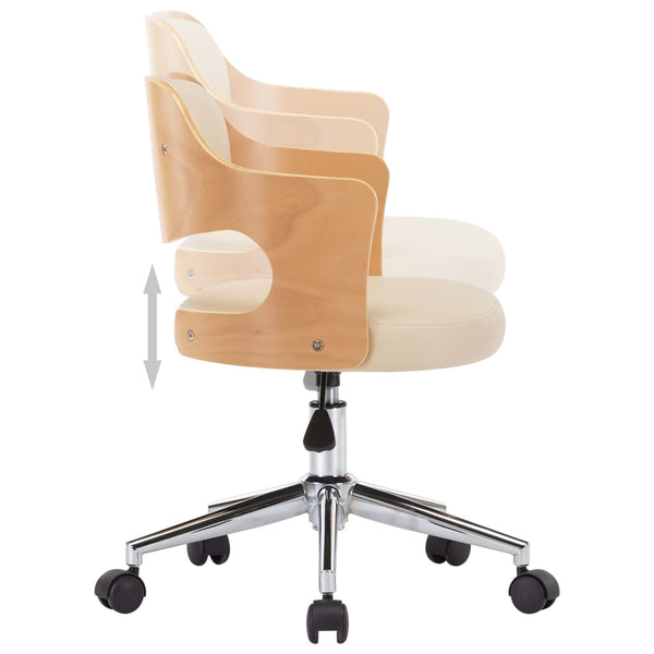 vidaXL Swivel Dining Chairs 6 pcs Cream Bentwood and Faux Leather