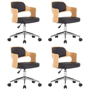 vidaXL Dining Chairs 4 pcs. Swivel Bentwood and Faux Leather