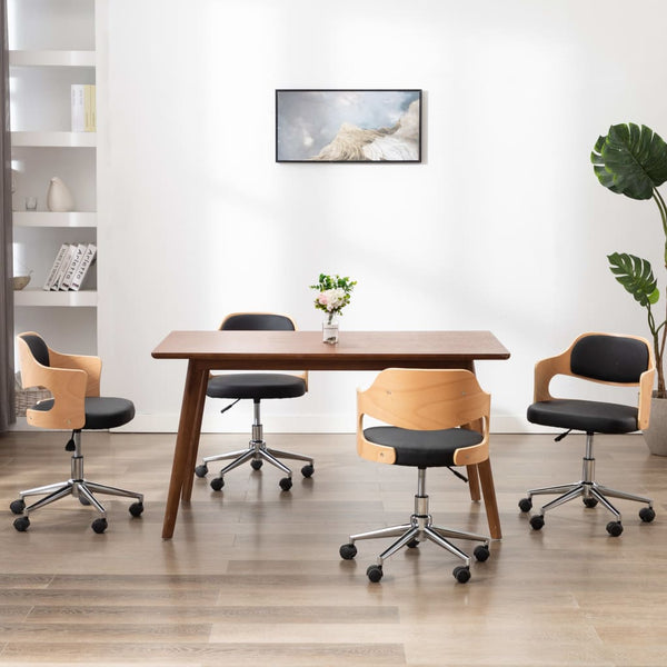 vidaXL Dining Chairs 4 pcs. Swivel Bentwood and Faux Leather