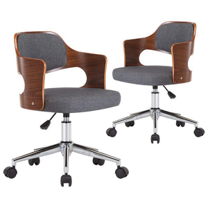 vidaXL Dining Chairs 2 pcs Swivel Grey Bentwood and Fabric