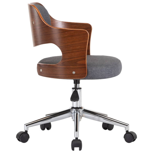 vidaXL Dining Chairs 2 pcs Swivel Grey Bentwood and Fabric
