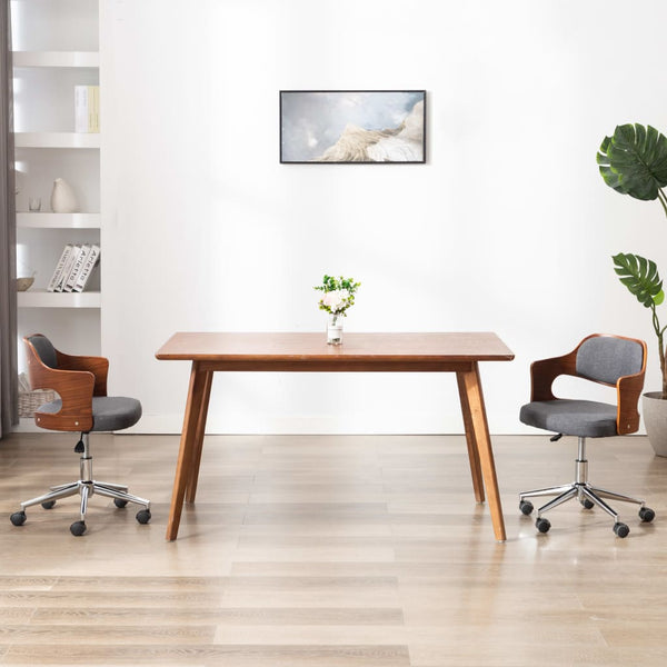 vidaXL Dining Chairs 2 pcs Swivel Grey Bentwood and Fabric