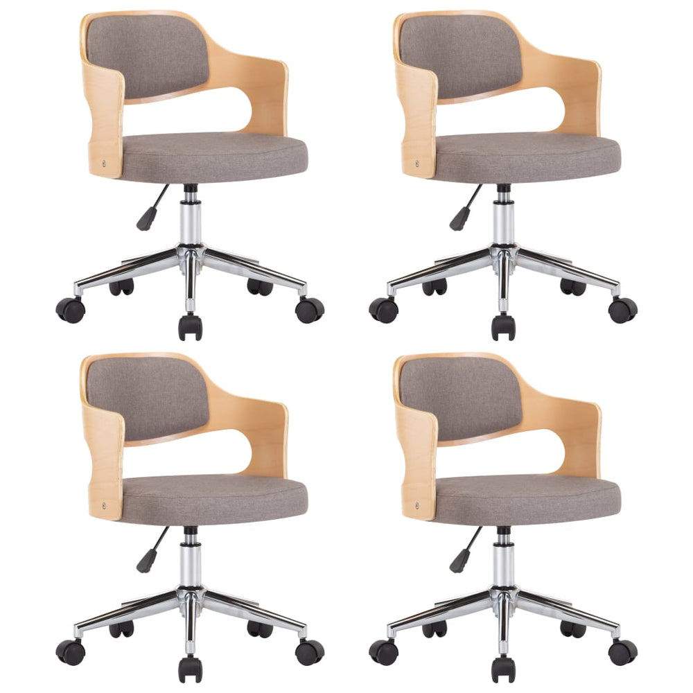 vidaXL Swivel Dining Chairs 4 pcs Taupe Bentwood and Fabric