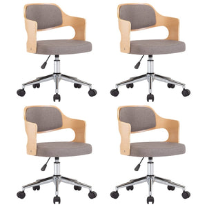 vidaXL Swivel Dining Chairs 4 pcs Taupe Bentwood and Fabric