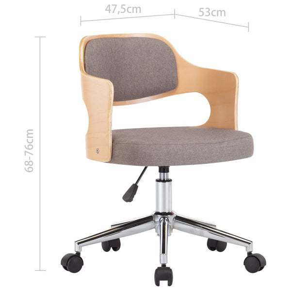 vidaXL Swivel Dining Chairs 4 pcs Taupe Bentwood and Fabric