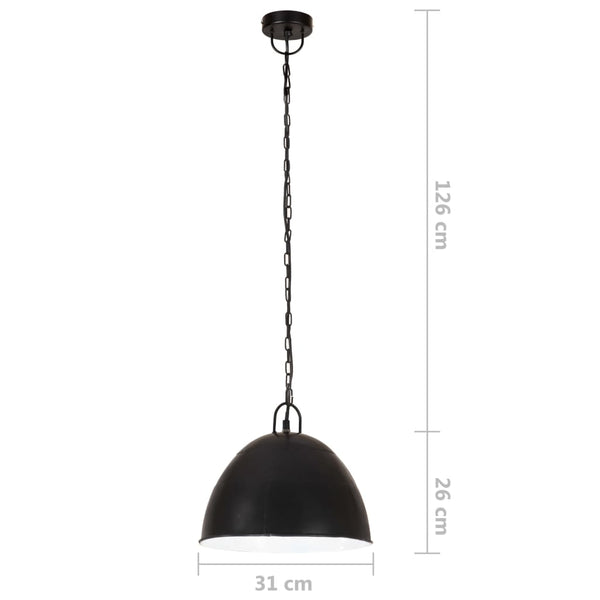vidaXL Vintage Industrial Style Pendant Lamp 25 W Black Round 31 cm E27