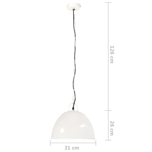 vidaXL Vintage Industrial Style Pendant Lamp 25 W White Round 31 cm E27