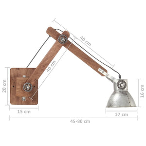 vidaXL Industrial Style Wall Lamp Silver Round E27