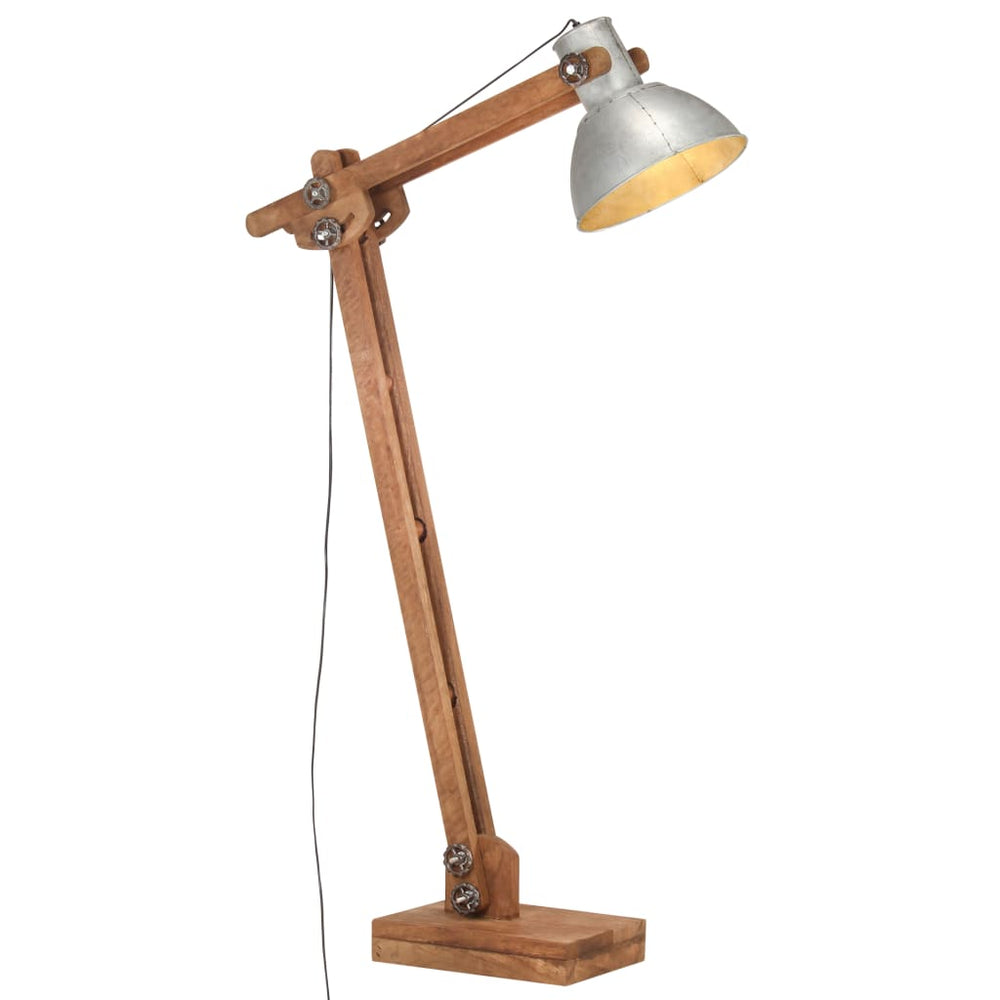 vidaXL Floor Lamp Silver Solid Mango Wood E27