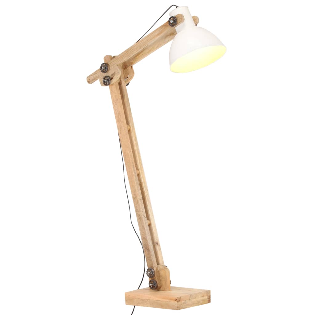 vidaXL Floor Lamp White Solid Mango Wood E27