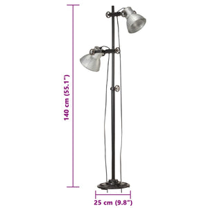 vidaXL Floor Lamp 2-Bulb Silver E27 Cast Iron