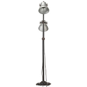 vidaXL Floor Lamp 2-Bulb Silver E27 Cast Iron