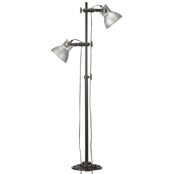 vidaXL Floor Lamp 2-Bulb Silver E27 Cast Iron