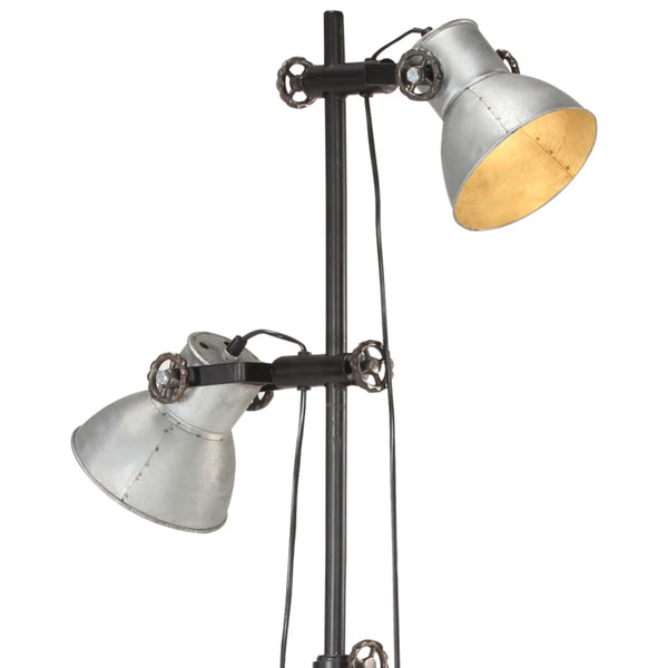 vidaXL Floor Lamp 2-Bulb Silver E27 Cast Iron