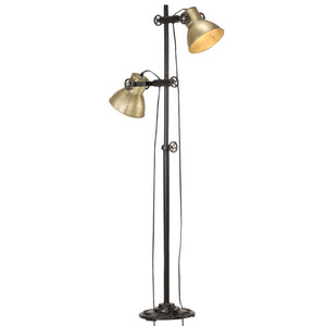 vidaXL Floor Lamp 2-Bulb Brass E27 Cast Iron