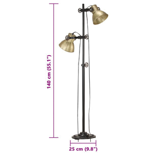 vidaXL Floor Lamp 2-Bulb Brass E27 Cast Iron