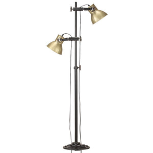 vidaXL Floor Lamp 2-Bulb Brass E27 Cast Iron