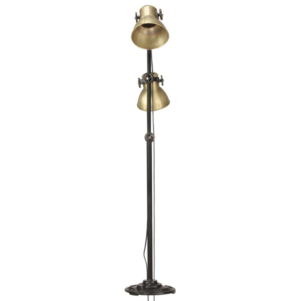 vidaXL Floor Lamp 2-Bulb Brass E27 Cast Iron