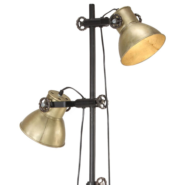 vidaXL Floor Lamp 2-Bulb Brass E27 Cast Iron