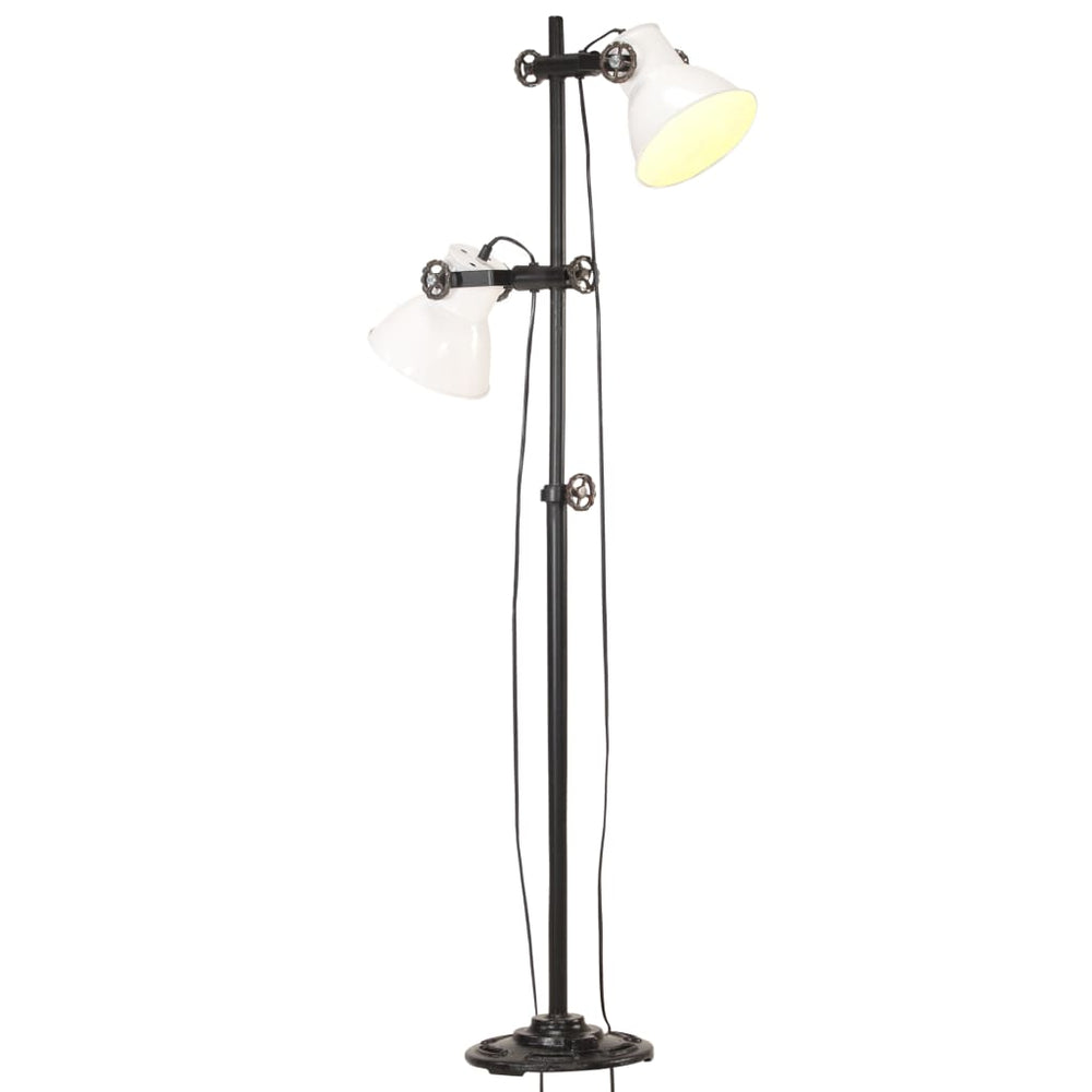 Weiße Stehlampe mit 2 Lampen