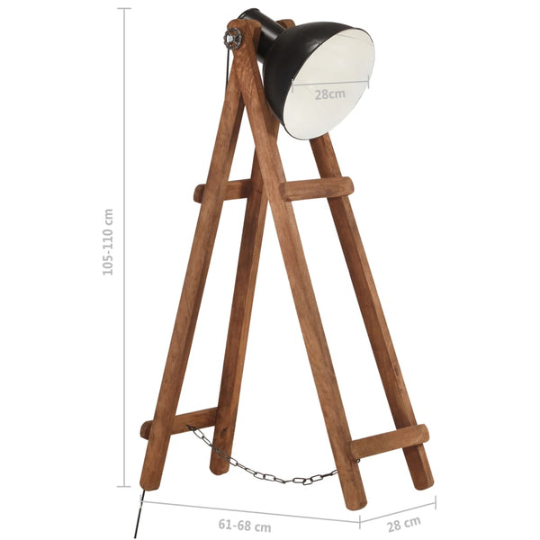 Schwarze Stehlampe Mango Massivholz E27