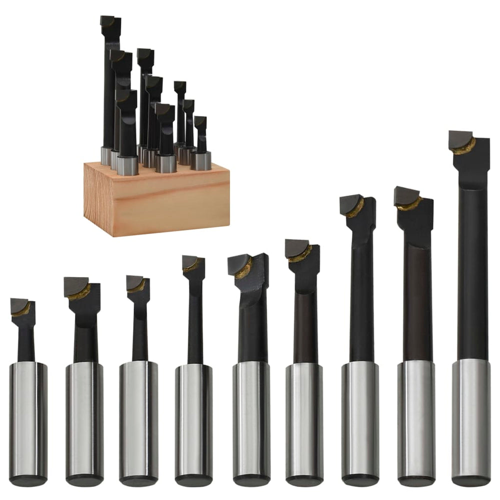 vidaXL Boring Bars 9 pcs. 12 mm in Wooden Base