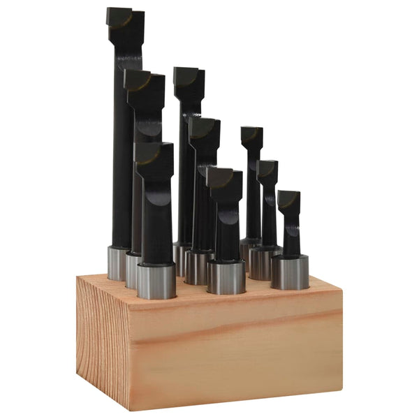 vidaXL Boring Bars 9 pcs. 12 mm in Wooden Base