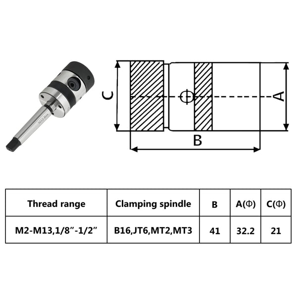 vidaXL Drill Chuck B16 with MT2 Shank for Internal Thread M2-M13
