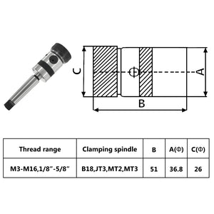 vidaXL Drill Chuck B18 with MT3 Shank for Internal Thread M3-M16