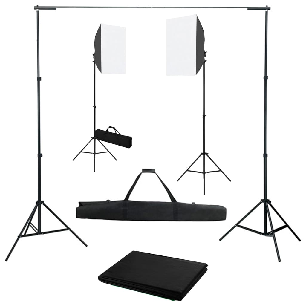 vidaXL Photo Studio Set with Softboxes and Backdrop System