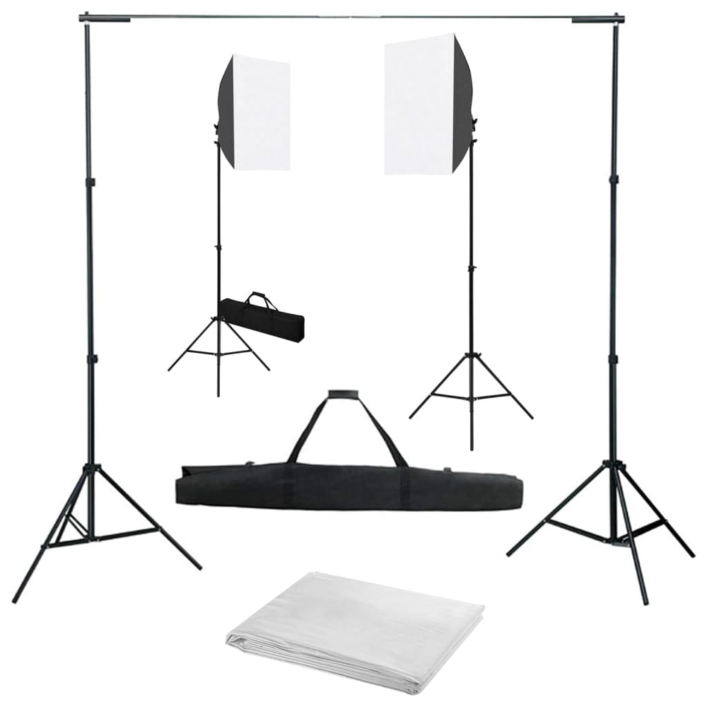 vidaXL Photo Studio Set with Softboxes and Backdrop System