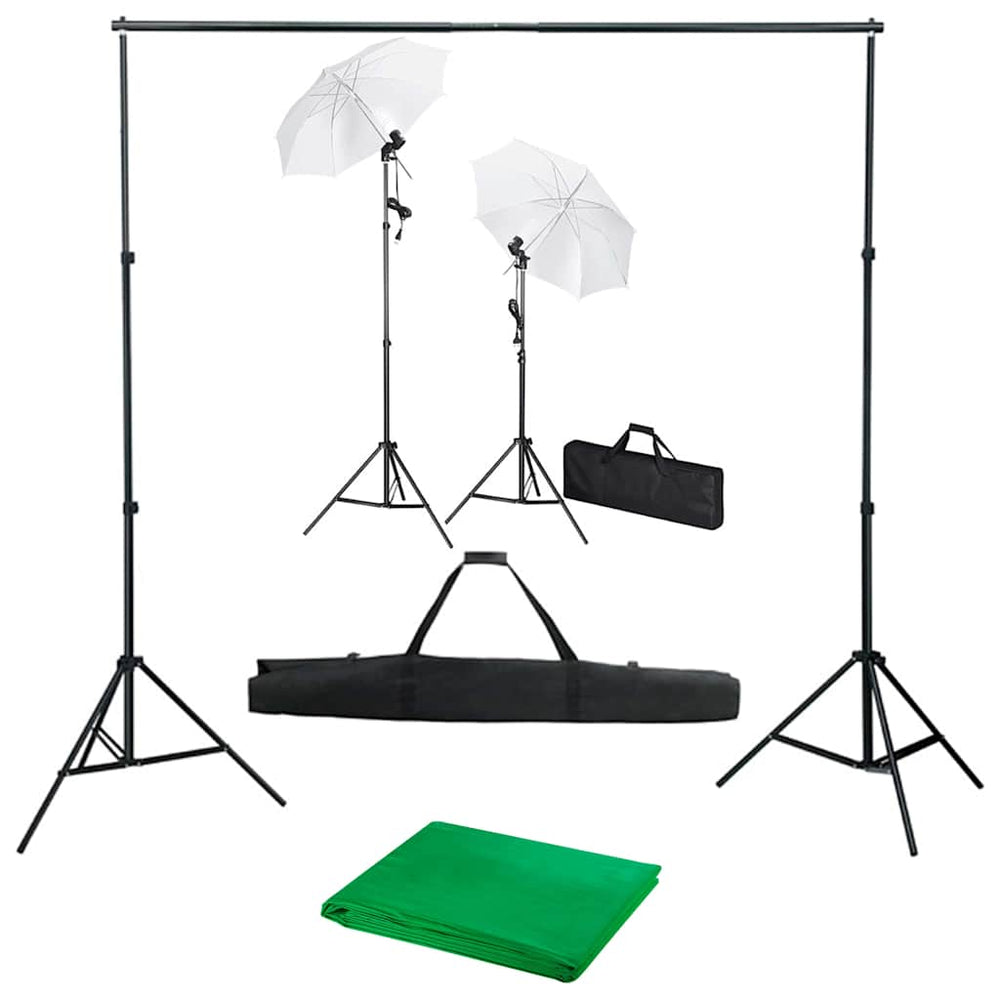 vidaXL Photo Studio Kit with Backdrop, Lights, and Umbrellas