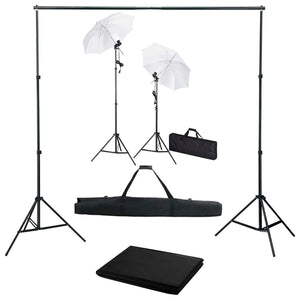 vidaXL Photo Studio Kit with Backdrop, Lights, and Umbrellas