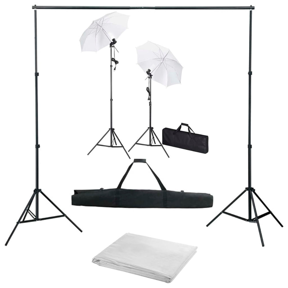 vidaXL Photo Studio Kit with Backdrop, Lights, and Umbrellas