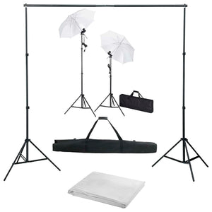 vidaXL Photo Studio Kit with Backdrop, Lights, and Umbrellas