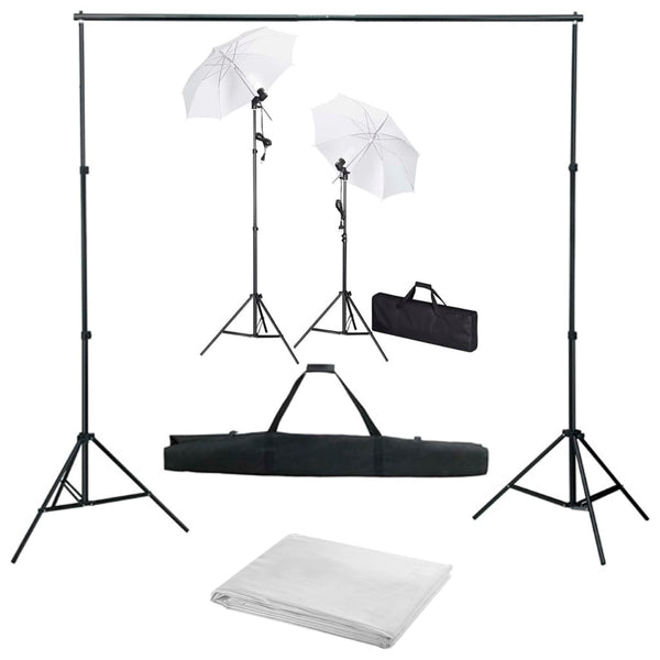 vidaXL Photo Studio Kit with Backdrop, Lights, and Umbrellas