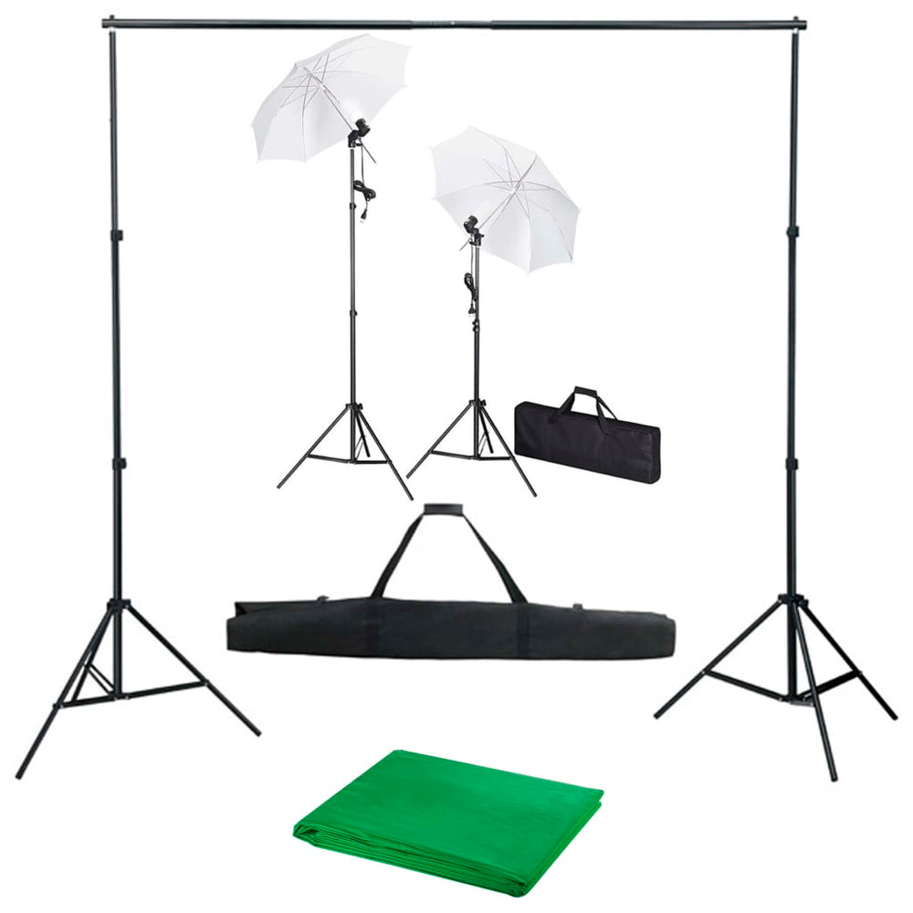 vidaXL Photo Studio Kit with Backdrop, Lights, and Umbrellas